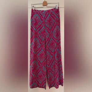 Lilly Pulitzer Pink  and Teal Floral Print Palazzo Pants